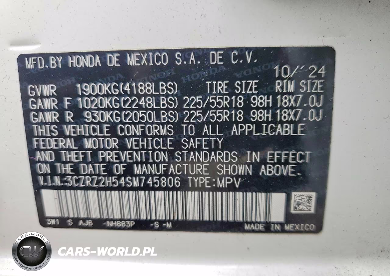 2025 Honda Hr-V Sport VIN:3CZRZ2H54SM745806 - 13
