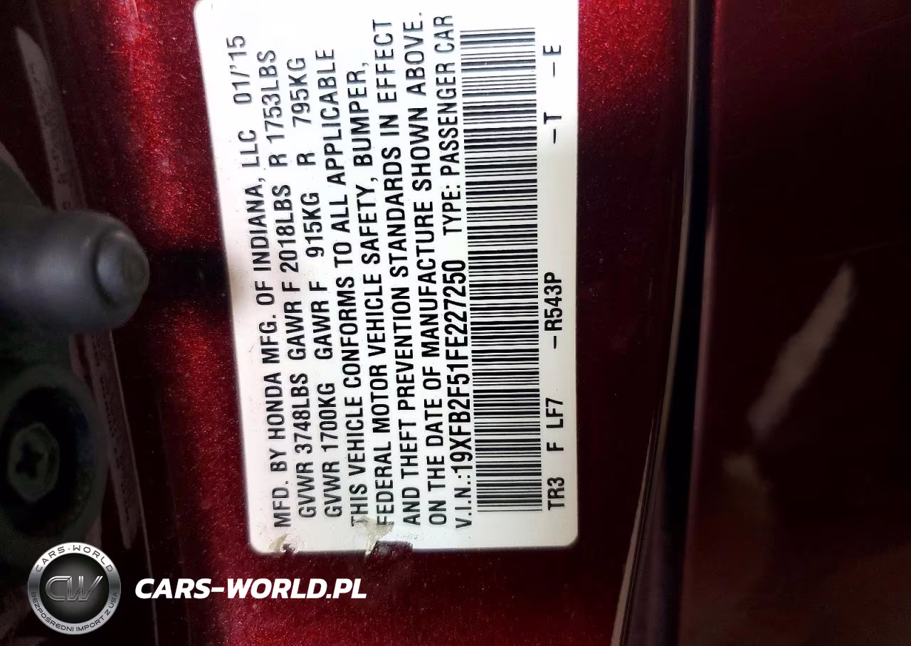 2015 Honda Civic Lx VIN:19XFB2F51FE227250 - 13
