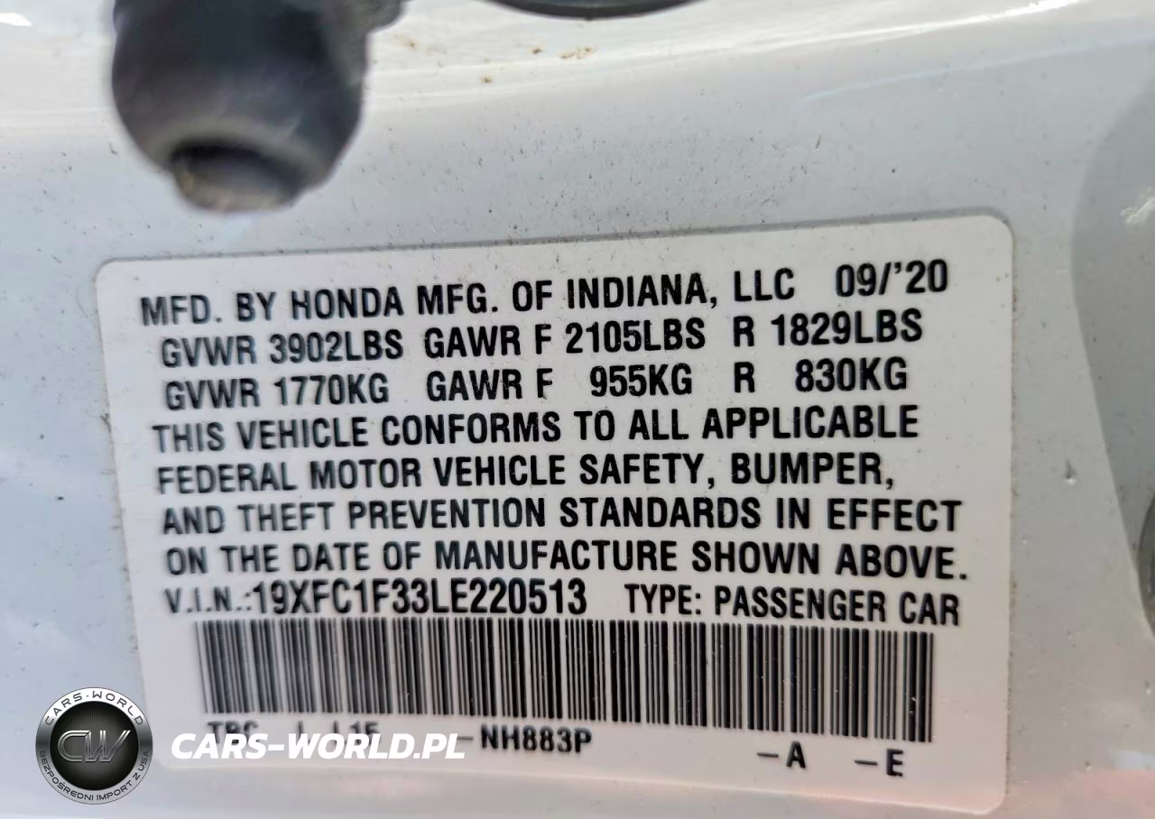2020 Honda Civic Ex VIN:19XFC1F33LE220513 - 12