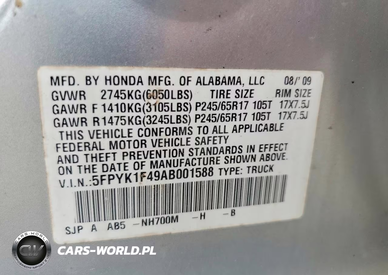 2010 Honda Ridgeline Rts VIN:5FPYK1F49AB001588 - 12