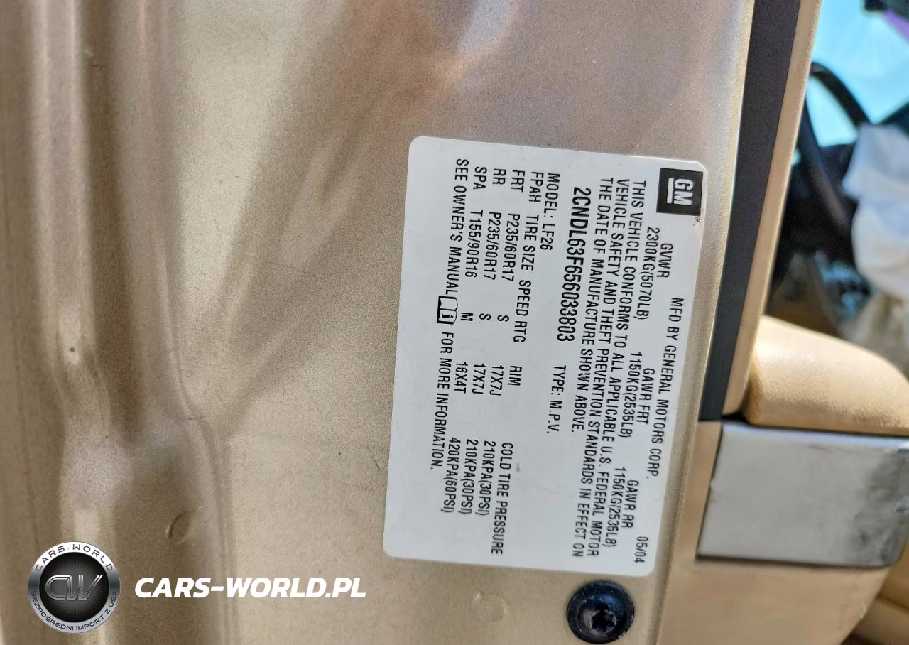 2005 Chevrolet Equinox Lt VIN:2CNDL63F656033803 - 13