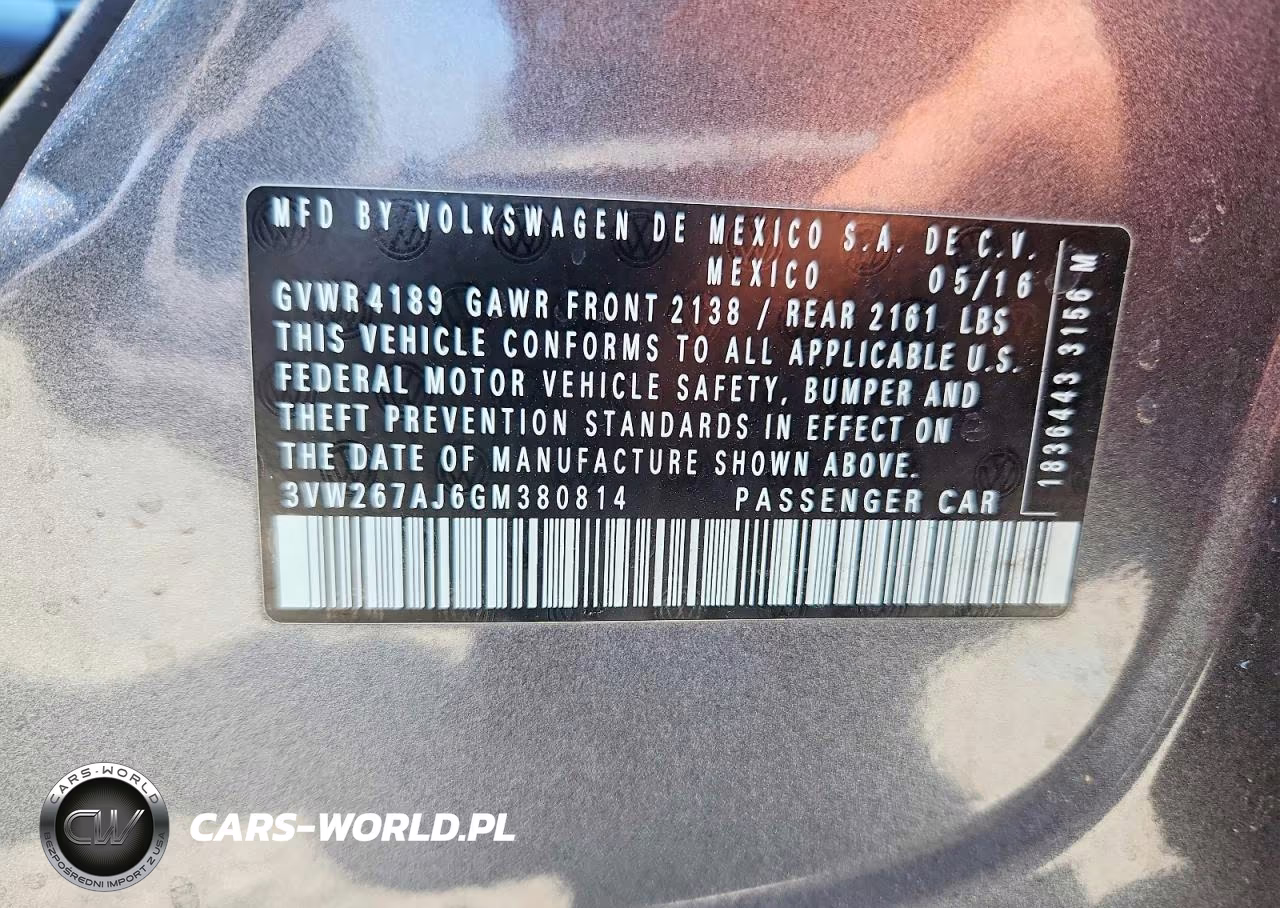 2016 Volkswagen Jetta S VIN:3VW267AJ6GM380814 - 12