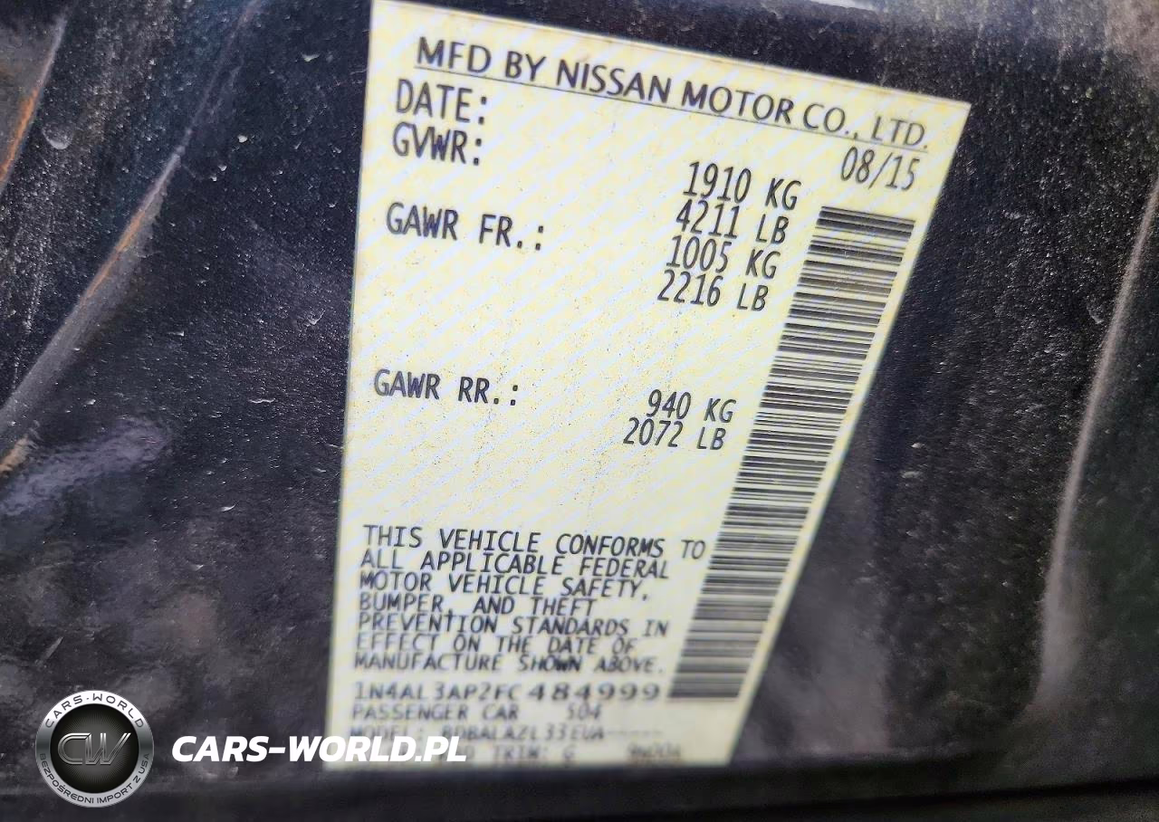 2015 Nissan Altima 2.5 VIN:1N4AL3AP2FC484999 - 12