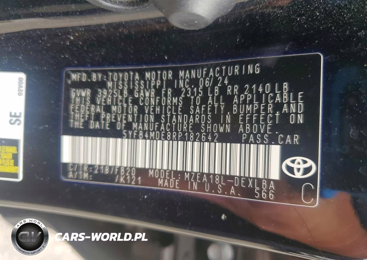 2024 Toyota Corolla Le VIN:5YFB4MDE8RP182642 - 12