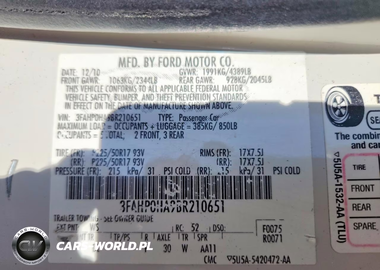 2011 Ford Fusion Se VIN:3FAHP0HA9BR210651 - 12