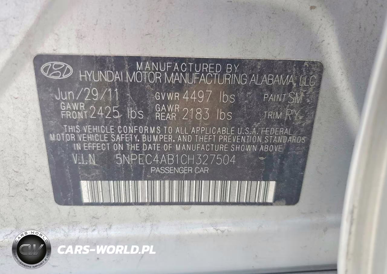 2012 Hyundai Sonata Limited 2.0T VIN:5NPEC4AB1CH327504 - 12