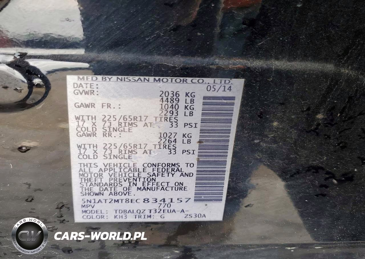 2014 Nissan Rogue Sv VIN:5N1AT2MT8EC834157 - 14