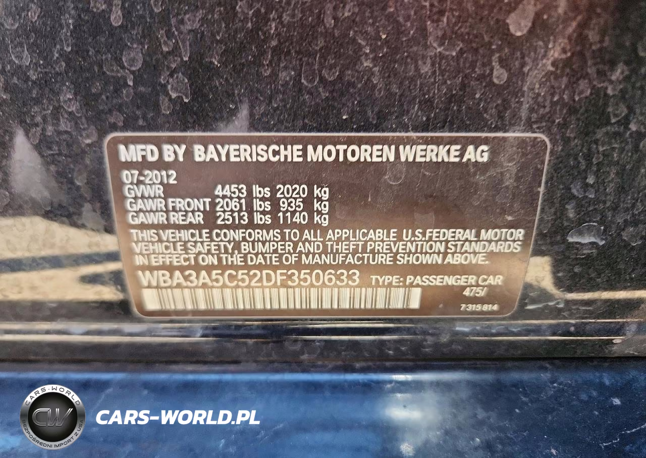 2013 BMW 328 I VIN:WBA3A5C52DF350633 - 12