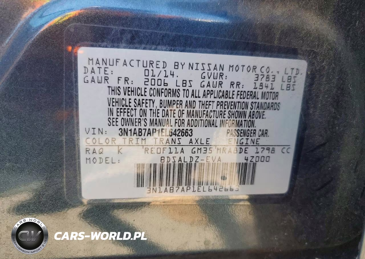 2014 Nissan Sentra Sv VIN:3N1AB7AP1EL642663 - 12