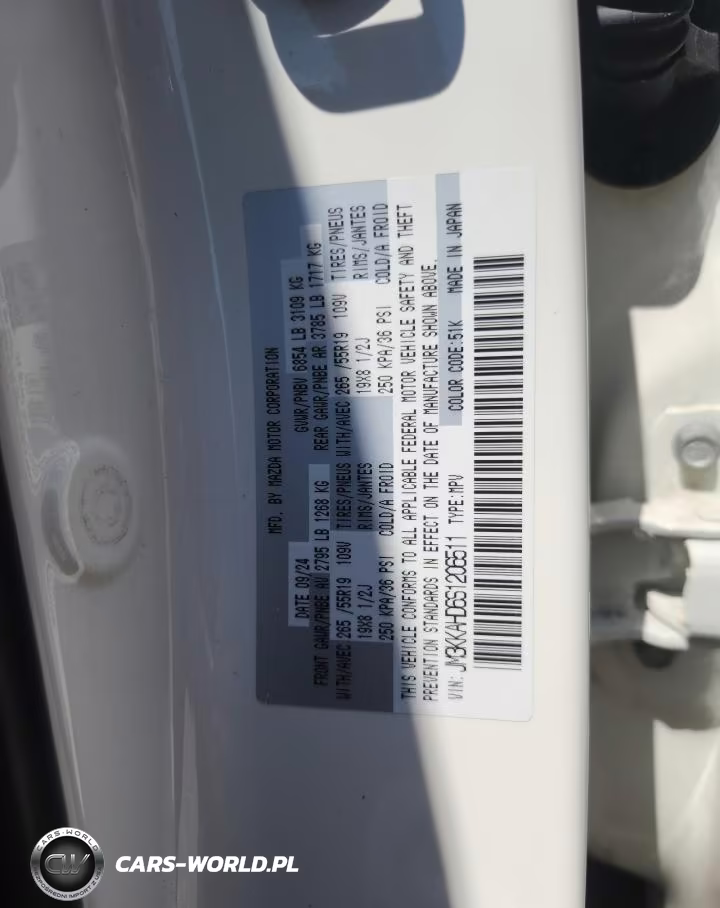 2025 Mazda Cx-90 Select VIN:JM3KKAHD6S1206511 - 13