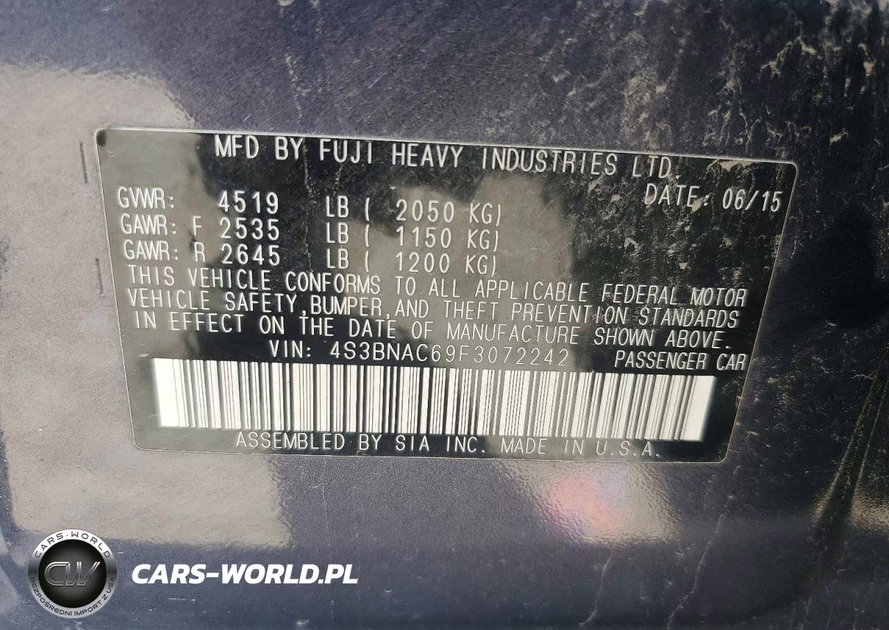 2015 Subaru Legacy 2.5I Premium VIN:4S3BNAC69F3072242 - 13