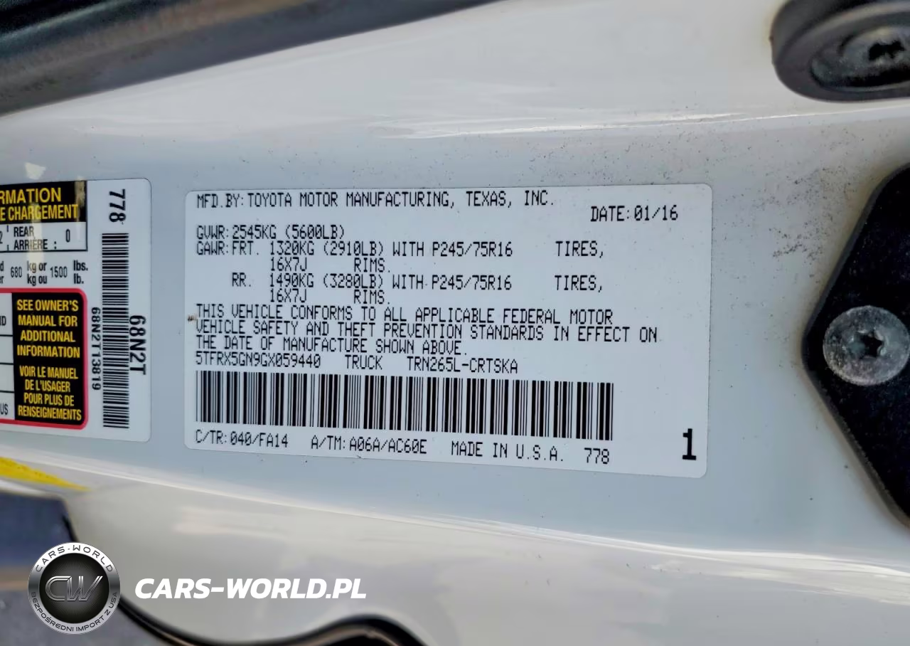 2016 Toyota Tacoma Sr VIN:5TFRX5GN9GX059440 - 12