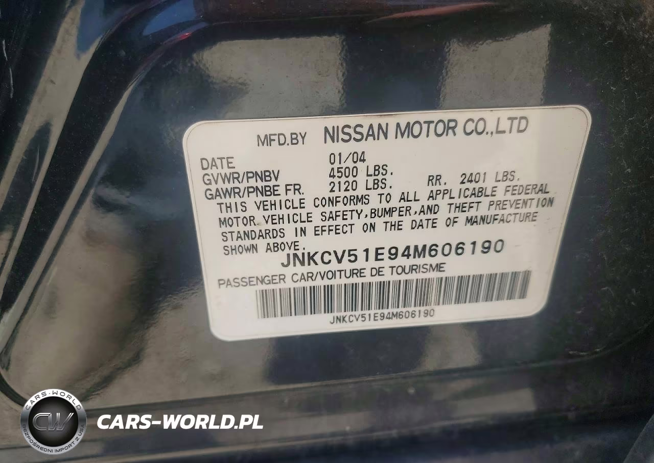2004 Infiniti G35 Base VIN:JNKCV51E94M606190 - 12