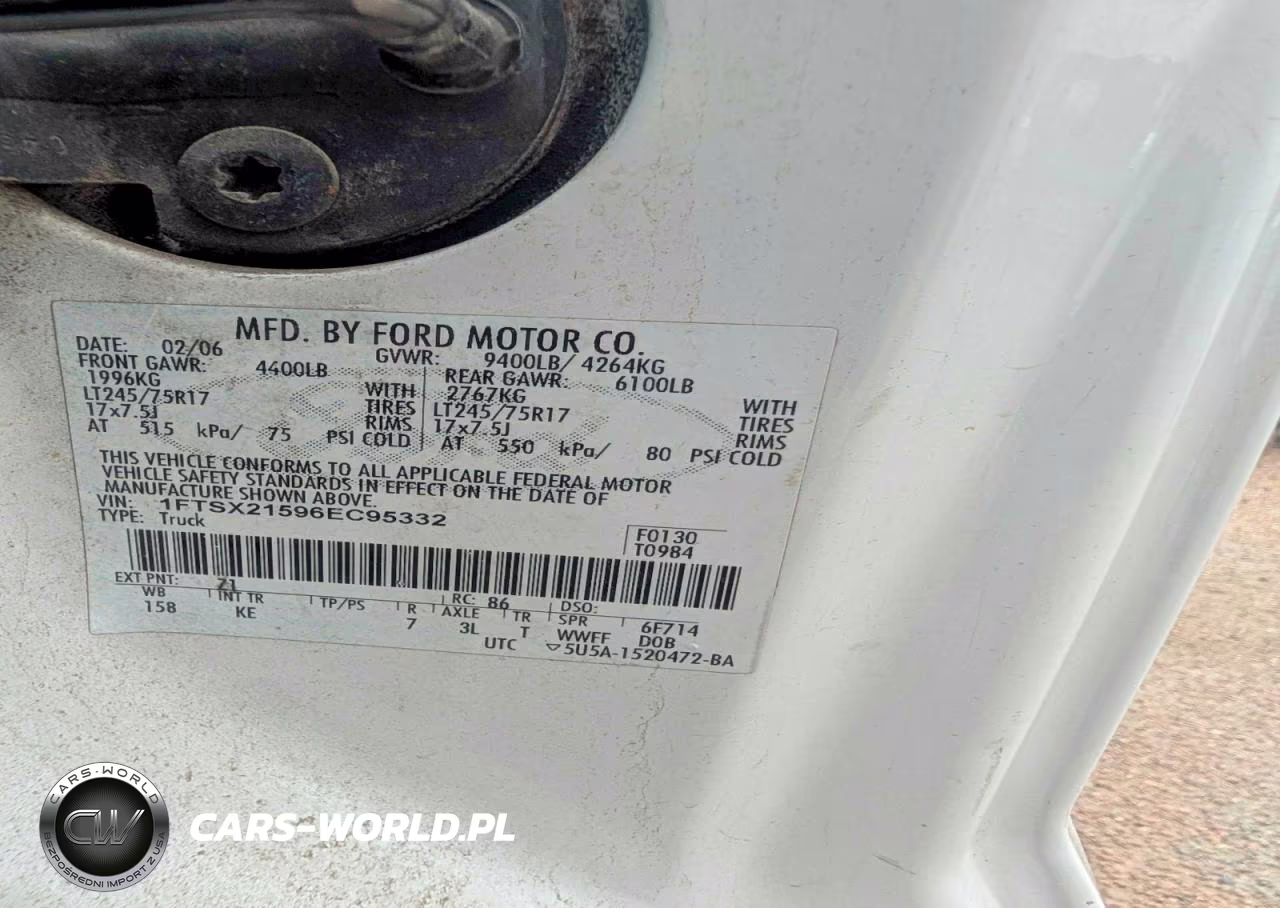 2006 Ford F250 Super Duty VIN:1FTSX21596EC95332 - 10
