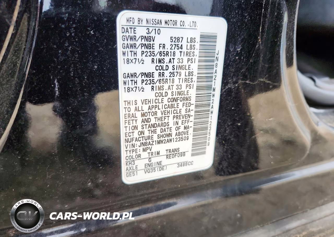 2010 Nissan Murano S VIN:JN8AZ1MW2AW123509 - 13
