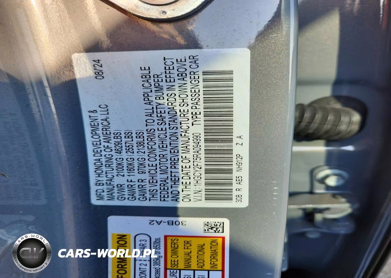 2024 Honda Accord Hybrid Sport-L VIN:1HGCY2F75RA094990 - 13