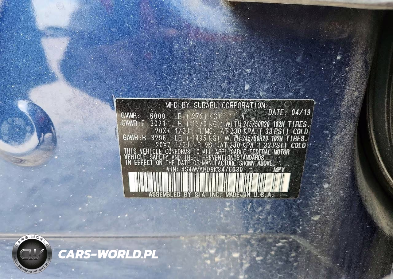 2019 Subaru Ascent Touring VIN:4S4WMARD9K3476030 - 13