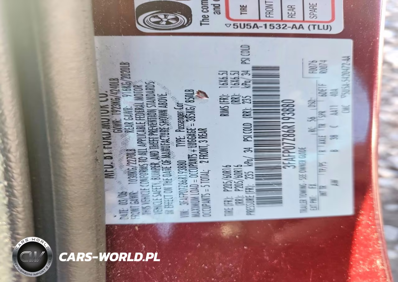 2006 Ford Fusion Se VIN:3FAFP07Z86R193880 - 13