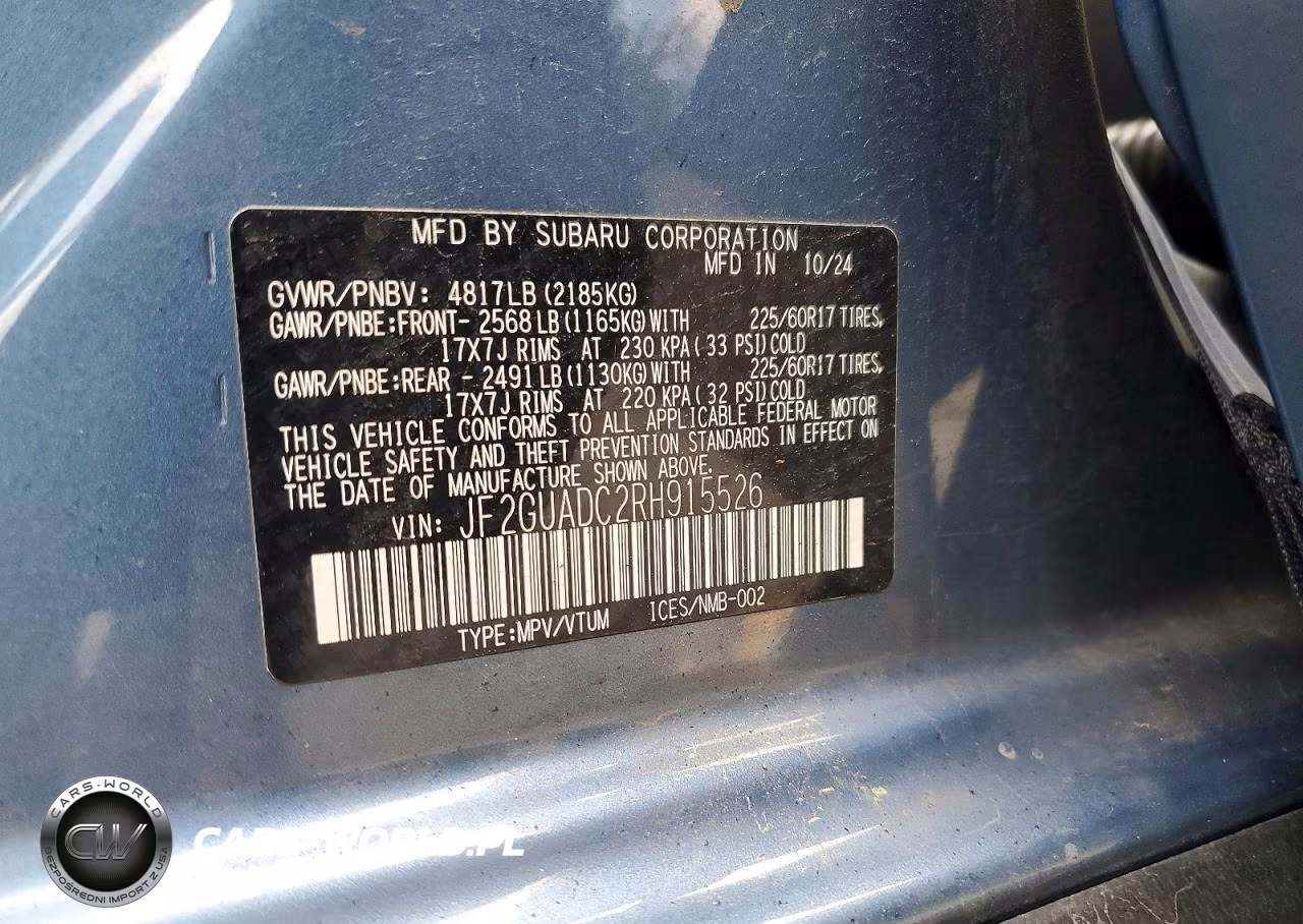 2024 Subaru Crosstrek Premium VIN:JF2GUADC2RH915526 - 12