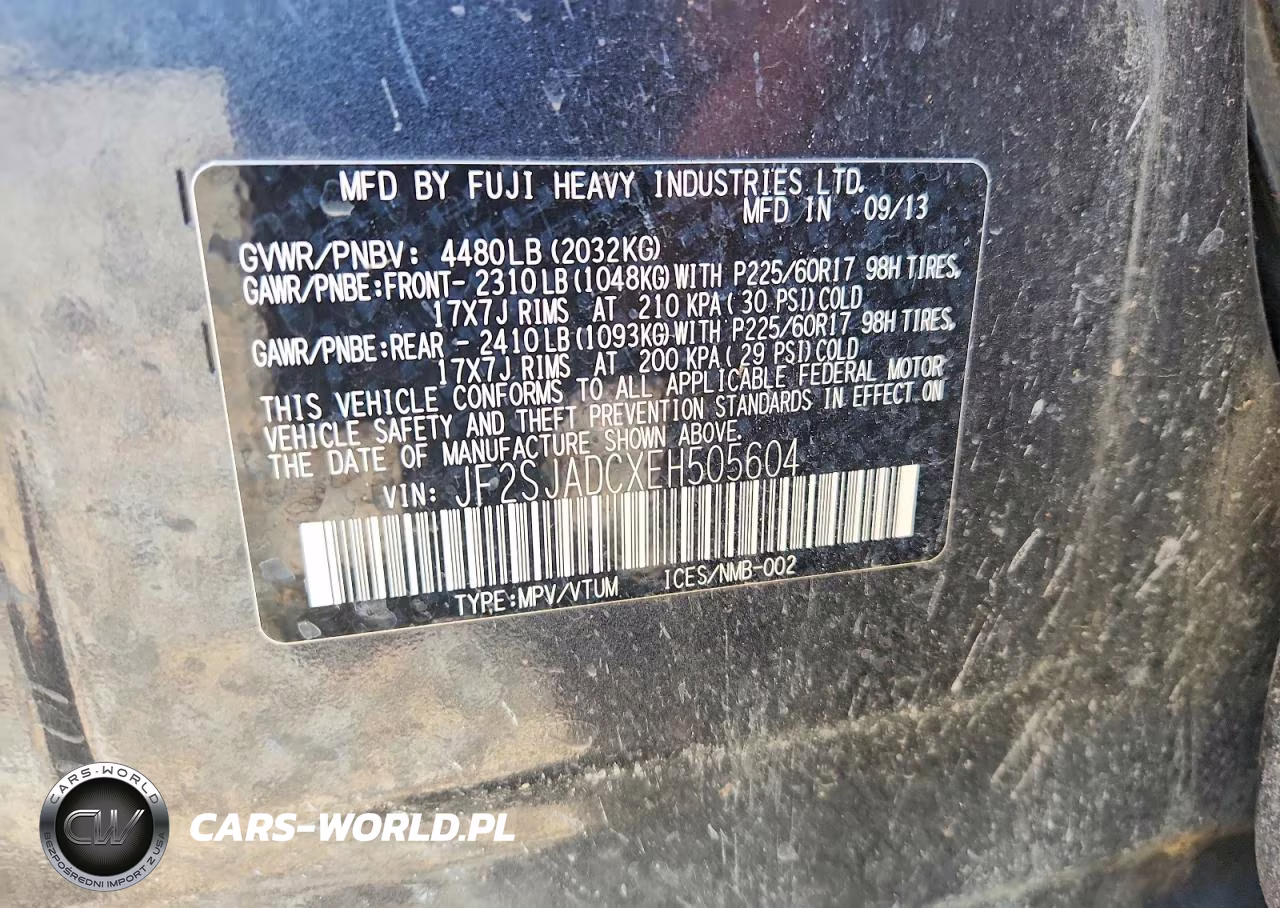 2014 Subaru Forester 2.5I Premium VIN:JF2SJADCXEH505604 - 13