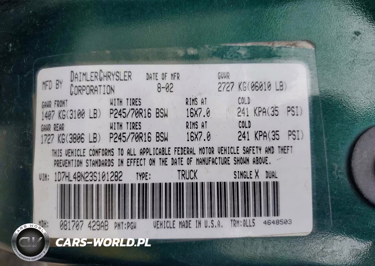 2003 Dodge Dakota Quad Slt VIN:1D7HL48N23S101282 - 12