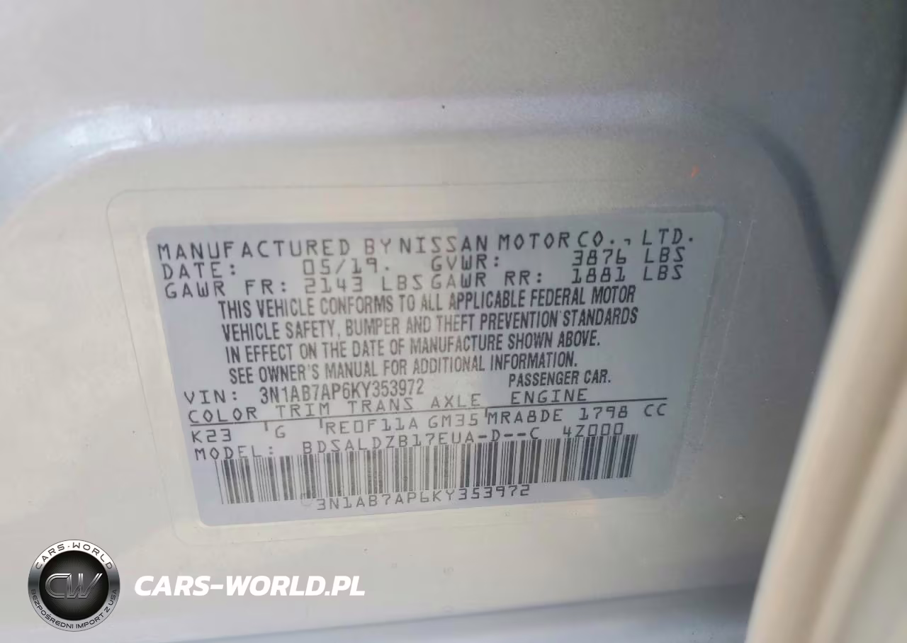 2019 Nissan Sentra Sv VIN:3N1AB7AP6KY353972 - 12