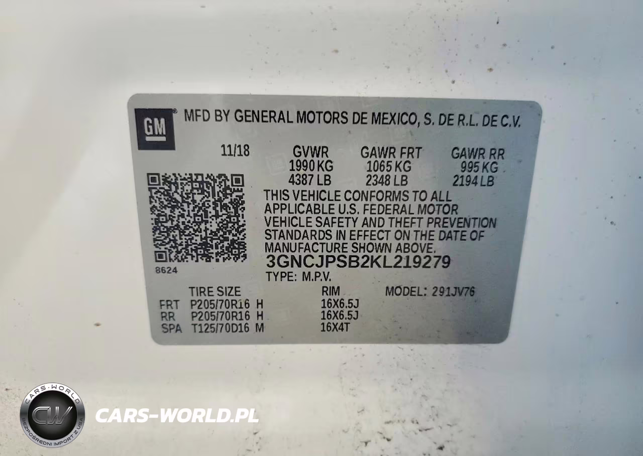 2019 Chevrolet Trax 1Lt VIN:3GNCJPSB2KL219279 - 12