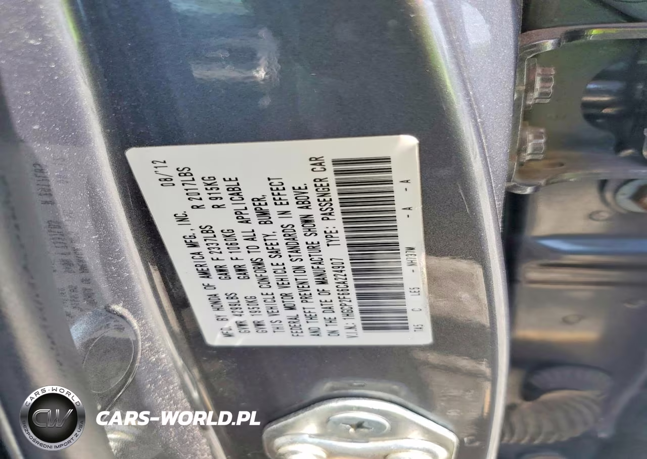 2012 Honda Accord Se VIN:1HGCP2F66CA224907 - 12