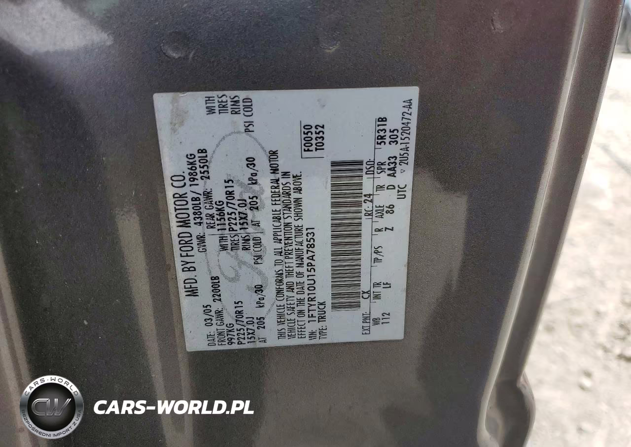 2005 Ford Ranger VIN:1FTYR10U15PA78531 - 12