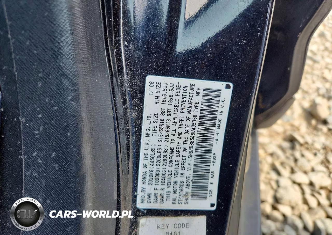 2006 Honda Cr-V Lx VIN:SHSRD68546U405358 - 13
