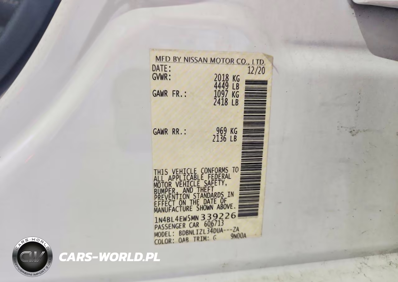 2021 Nissan Altima Sl VIN:1N4BL4EW5MN339226 - 12