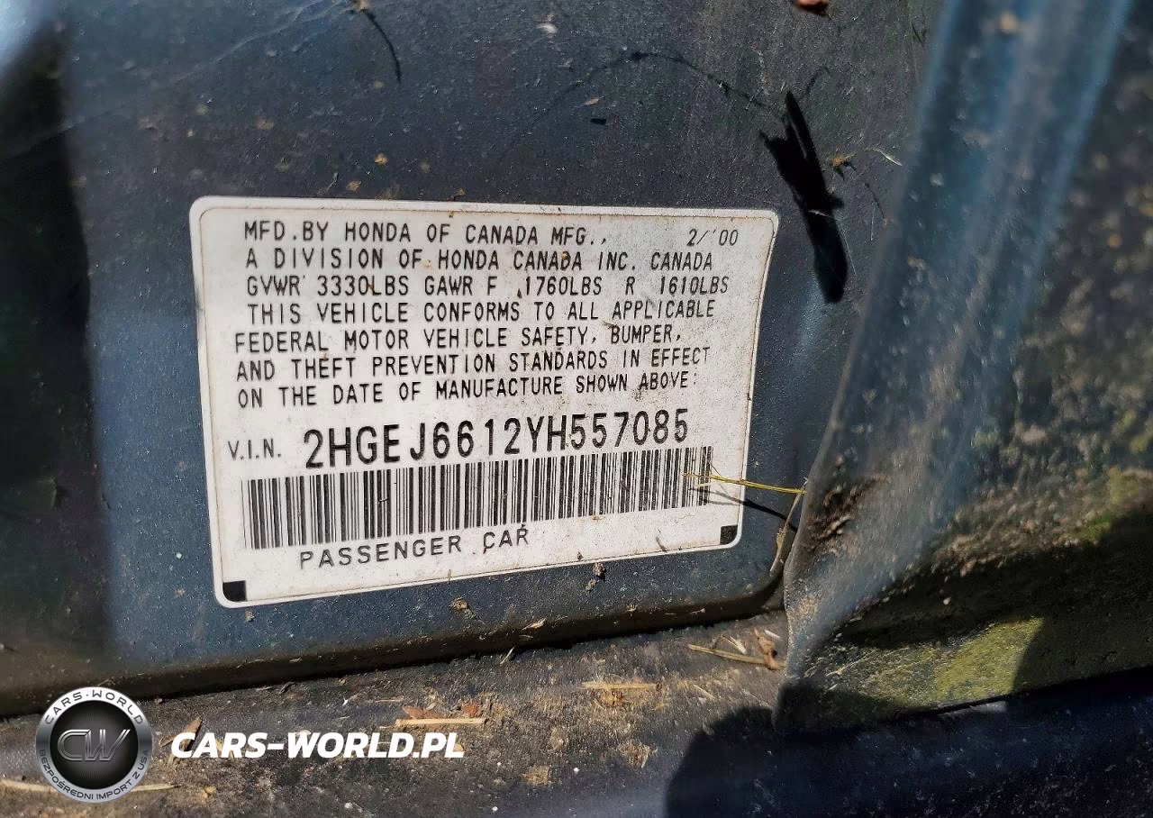 2000 Honda Civic Base VIN:2HGEJ6612YH557085 - 12
