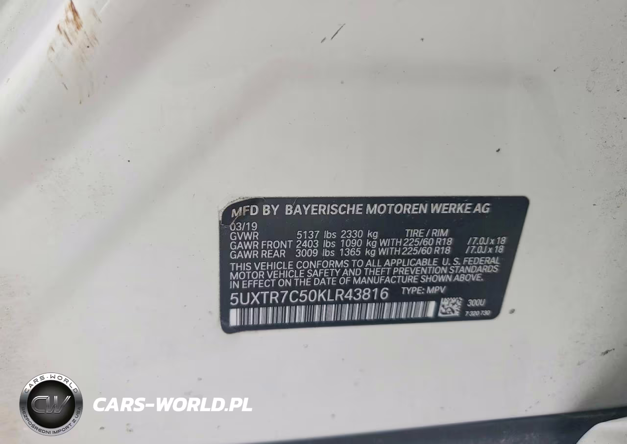 2019 BMW X3 Sdrive30I VIN:5UXTR7C50KLR43816 - 13
