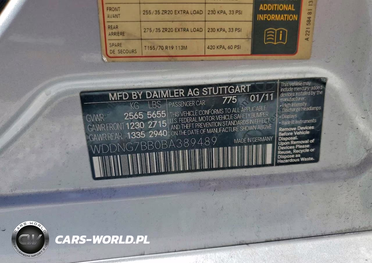 2011 Mercedes-Benz S 550 VIN:WDDNG7BB0BA389489 - 13
