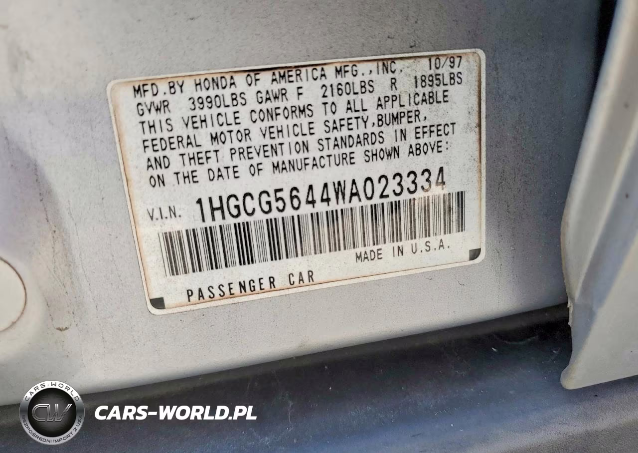 1998 Honda Accord Lx VIN:1HGCG5644WA023334 - 12