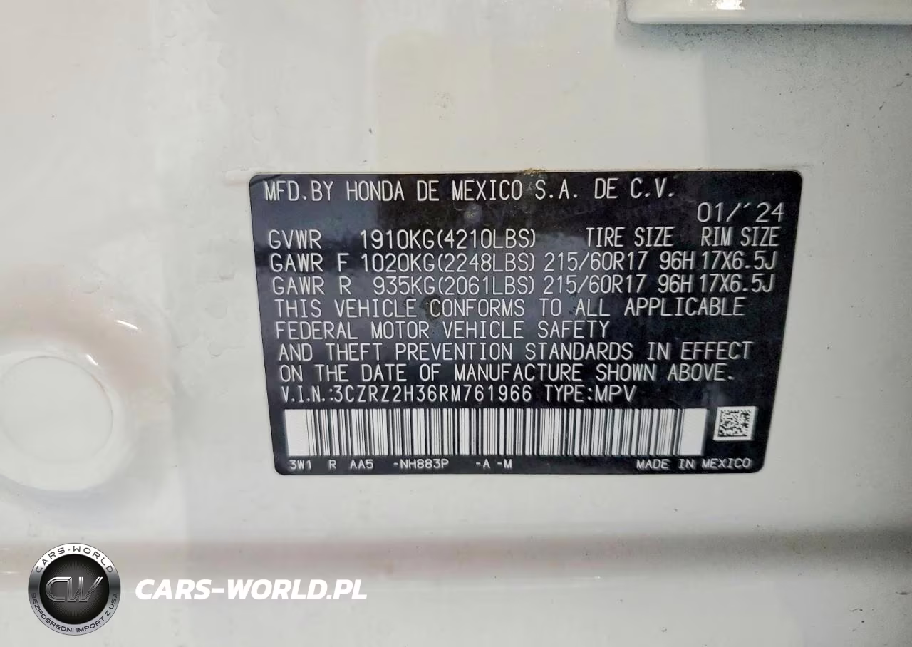 2024 Honda Hr-V Lx VIN:3CZRZ2H36RM761966 - 13
