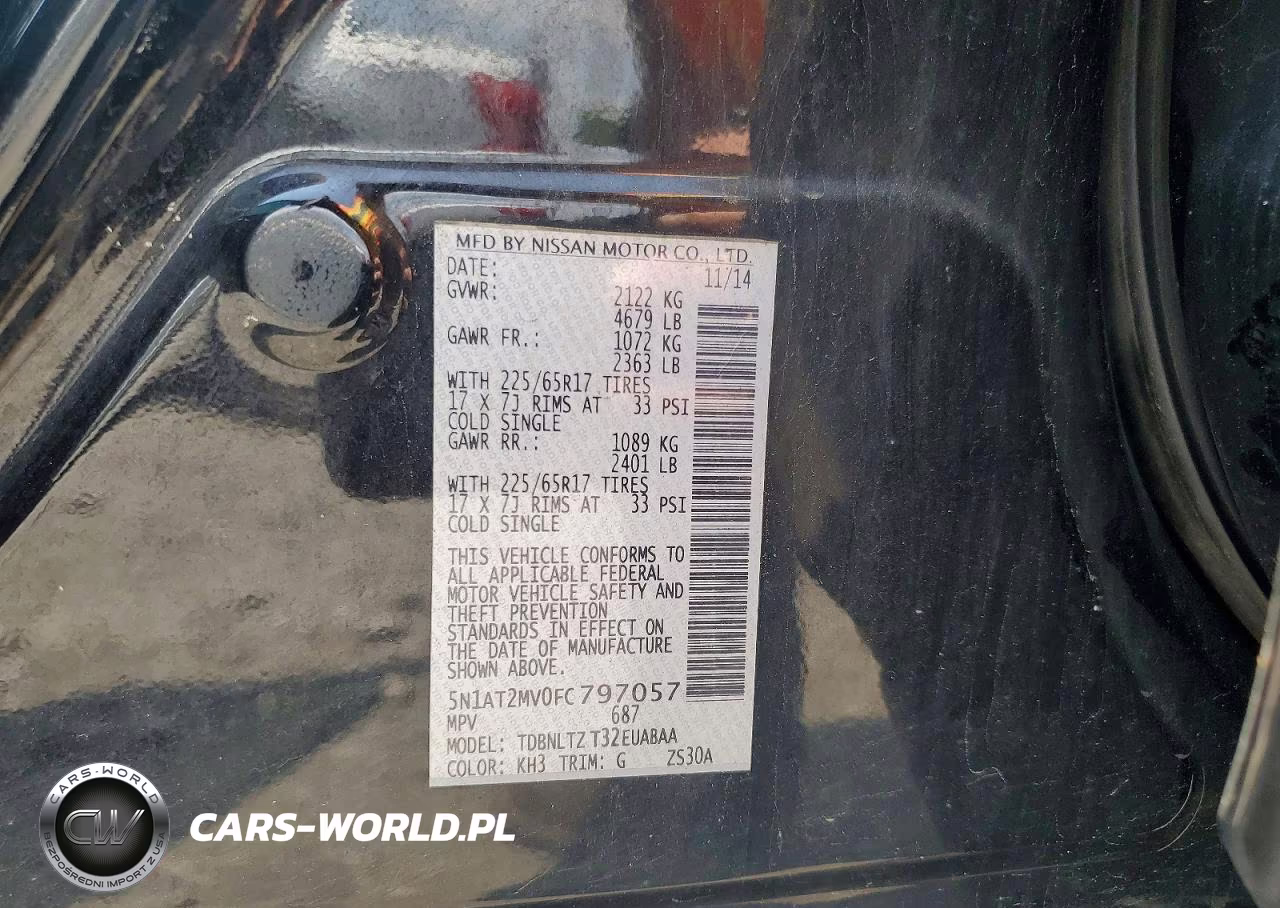 2015 Nissan Rogue Sv VIN:5N1AT2MV0FC797057 - 14