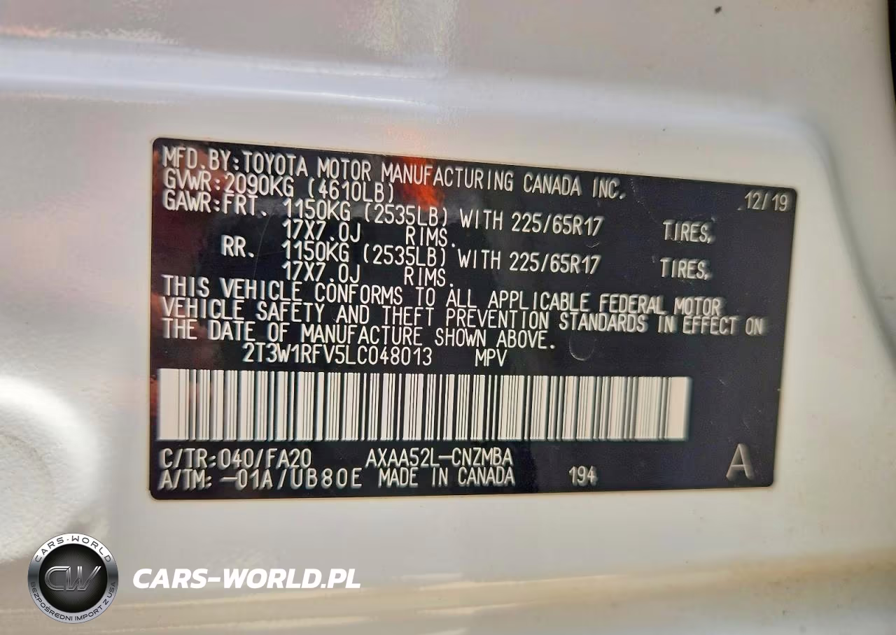 2020 Toyota Rav4 Xle VIN:2T3W1RFV5LC048013 - 13
