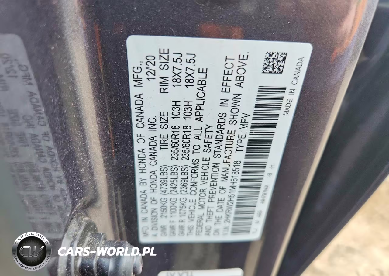 2021 Honda Cr-V Ex VIN:2HKRW2H51MH618518 - 13