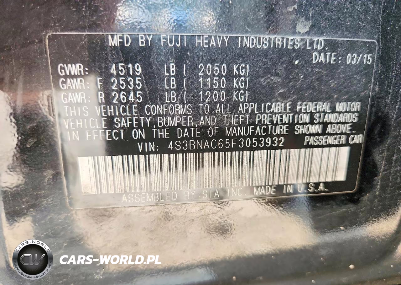 2015 Subaru Legacy 2.5I Premium VIN:4S3BNAC65F3053932 - 12