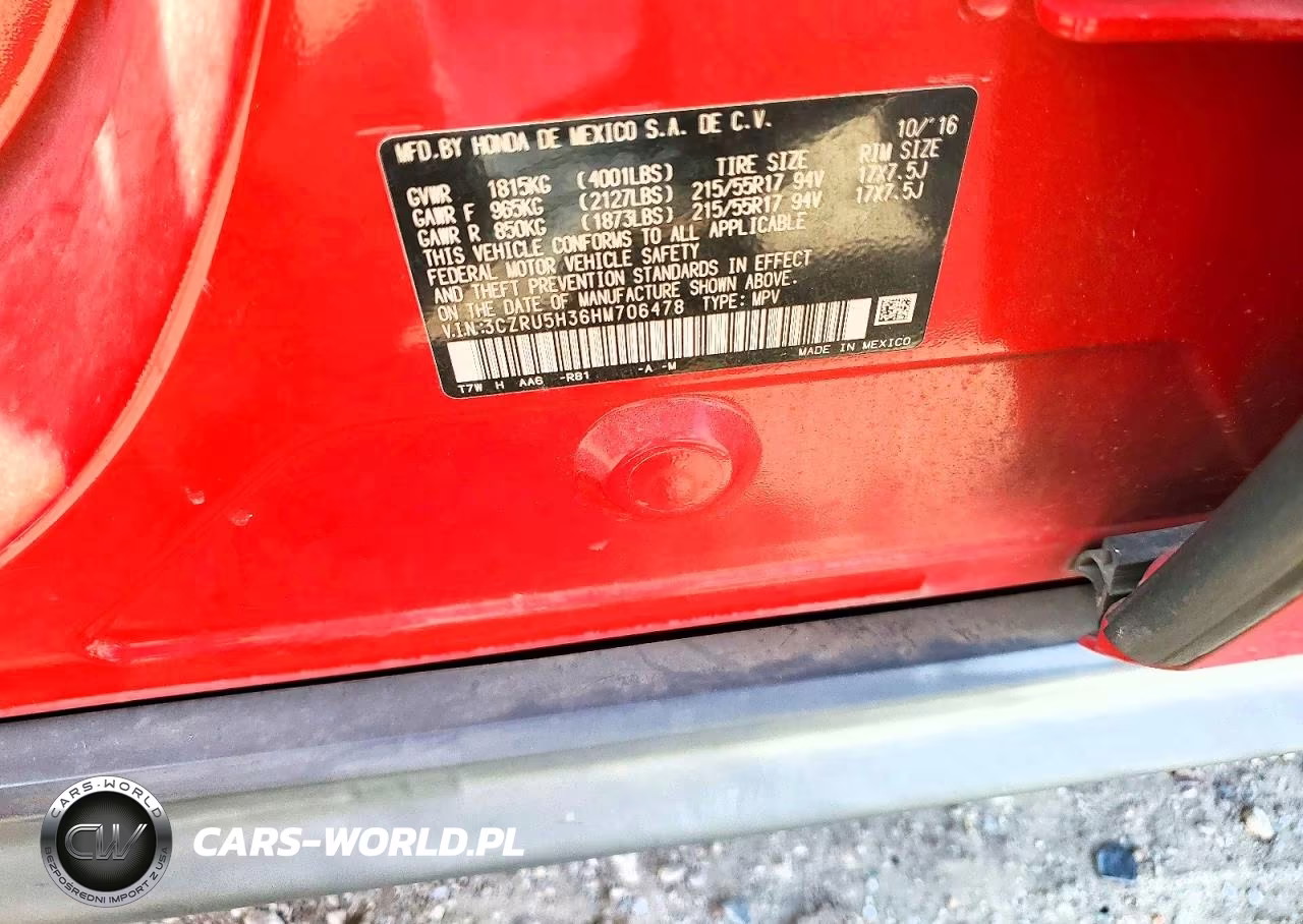 2017 Honda Hr-V Lx VIN:3CZRU5H36HM706478 - 12
