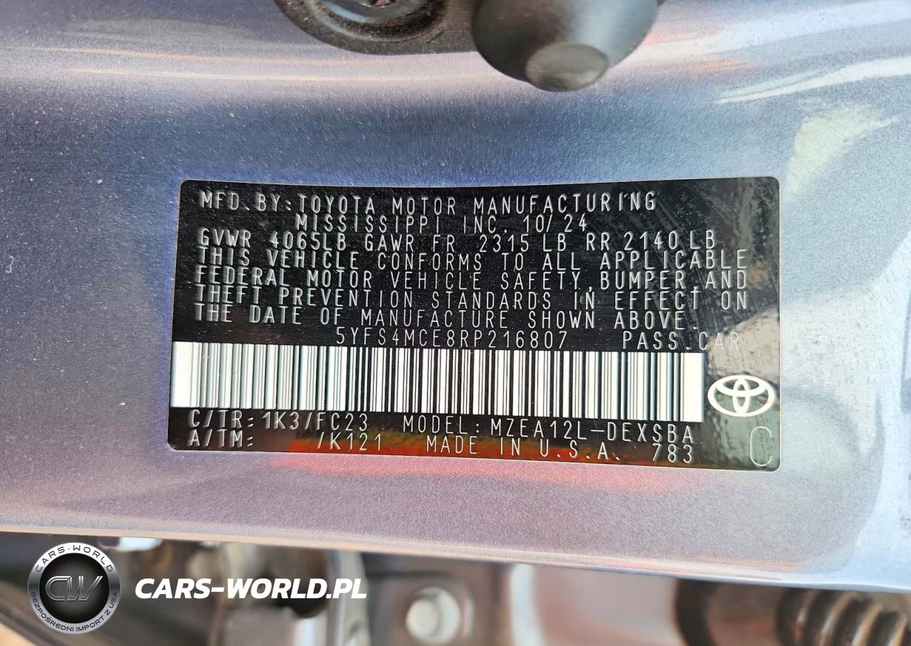 2024 Toyota Corolla Se VIN:5YFS4MCE8RP216807 - 12
