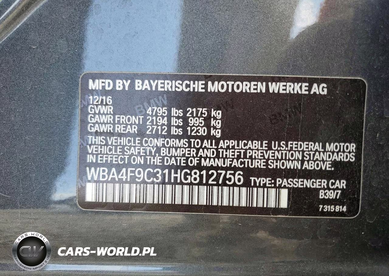 2017 BMW 430Xi Gran Coupe VIN:WBA4F9C31HG812756 - 12