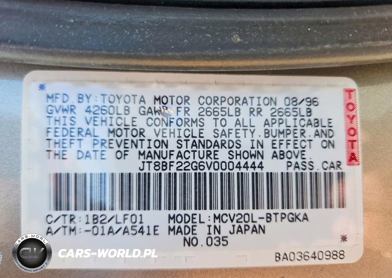 1997 Lexus Es 300 VIN:JT8BF22G6V0004444 - 12