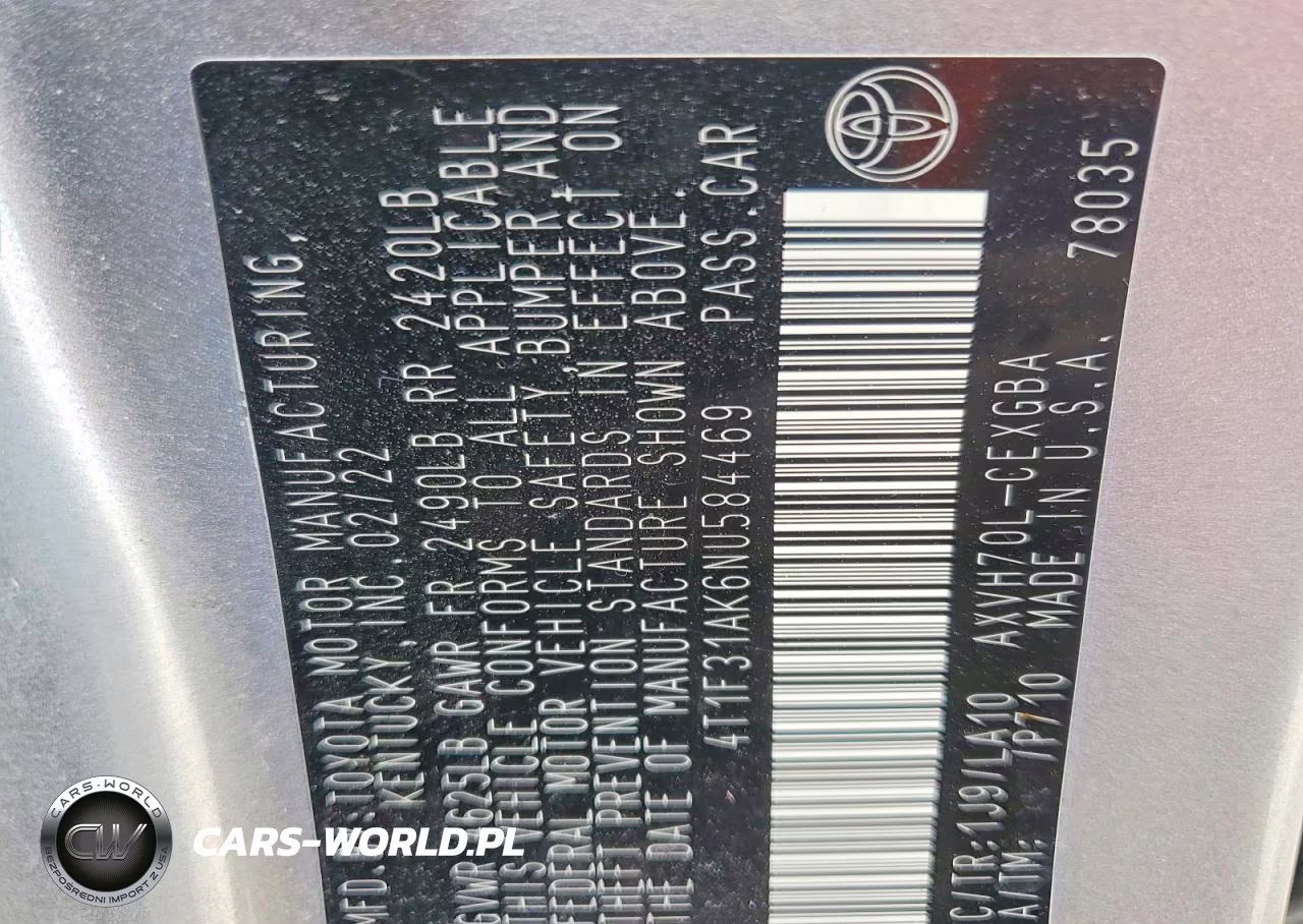 2022 Toyota Camry Xle VIN:4T1F31AK6NU584469 - 13