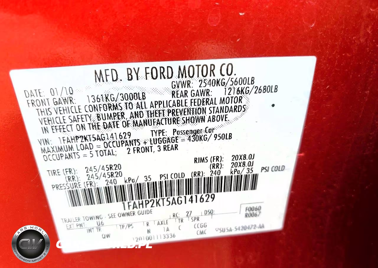 2010 Ford Taurus Sho VIN:1FAHP2KT5AG141629 - 12