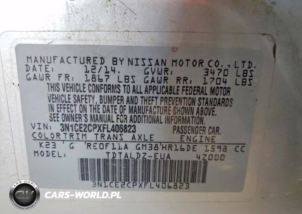 2015 Nissan Versa Note Sv VIN:3N1CE2CPXFL406823 - 12