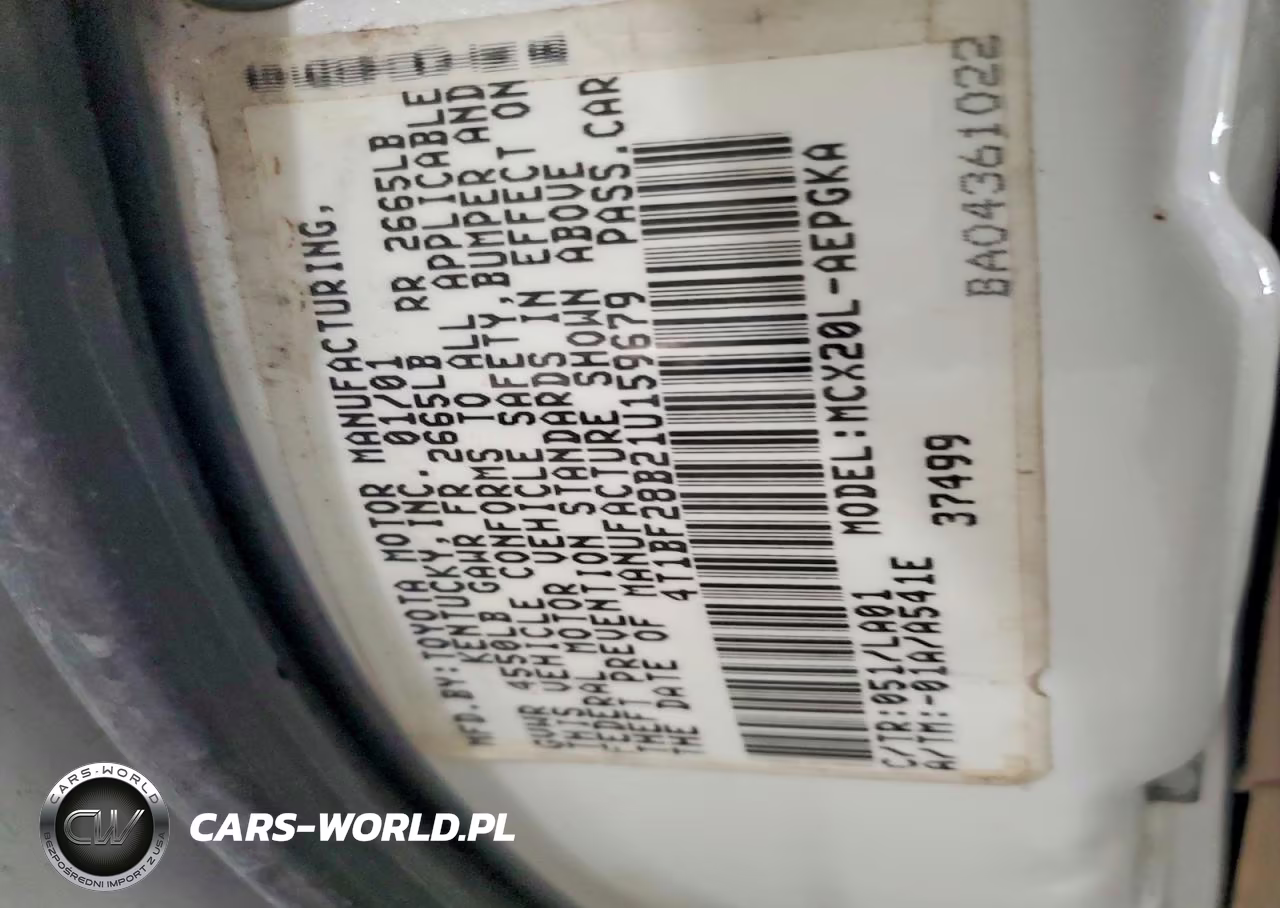 2001 Toyota Avalon 4D VIN:4T1BF28B21U159679 - 12