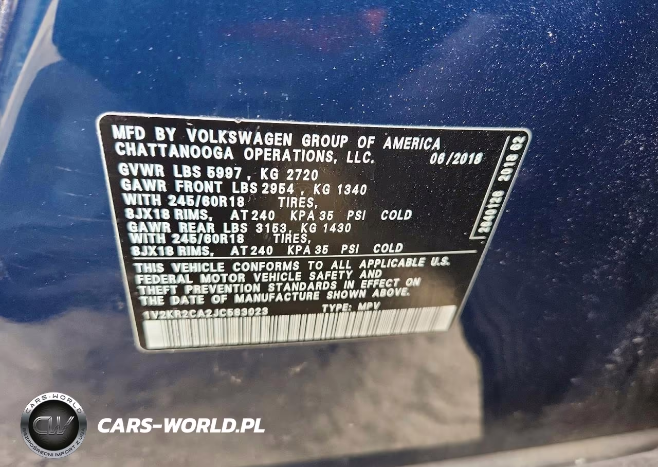 2018 Volkswagen Atlas Se VIN:1V2KR2CA2JC583023 - 12
