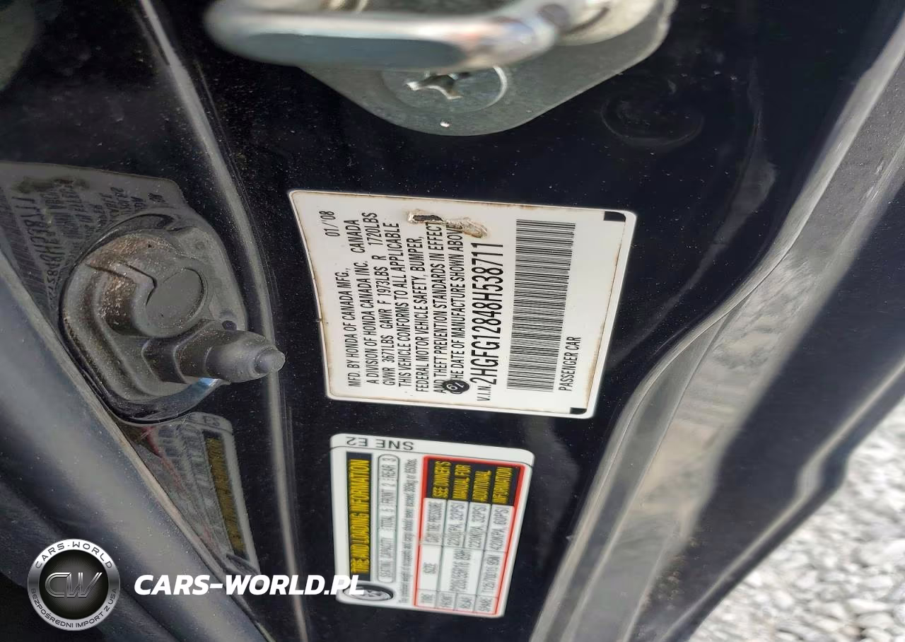 2008 Honda Civic Ex VIN:2HGFG12848H538711 - 12